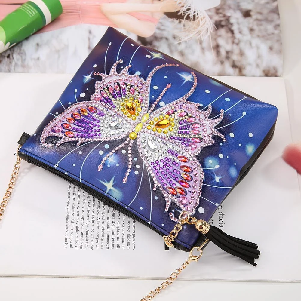 DIY Bag - Rhinestone - Butterfly Leather Chain Messenger Bags