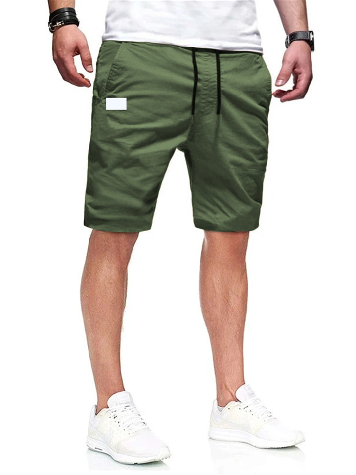 Men's Cargo Shorts Shorts Casual Shorts Pocket Drawstring Elastic Waist Solid Color Knee Length Sports Outdoor Running Streetwear Stylish ArmyGreen Black
