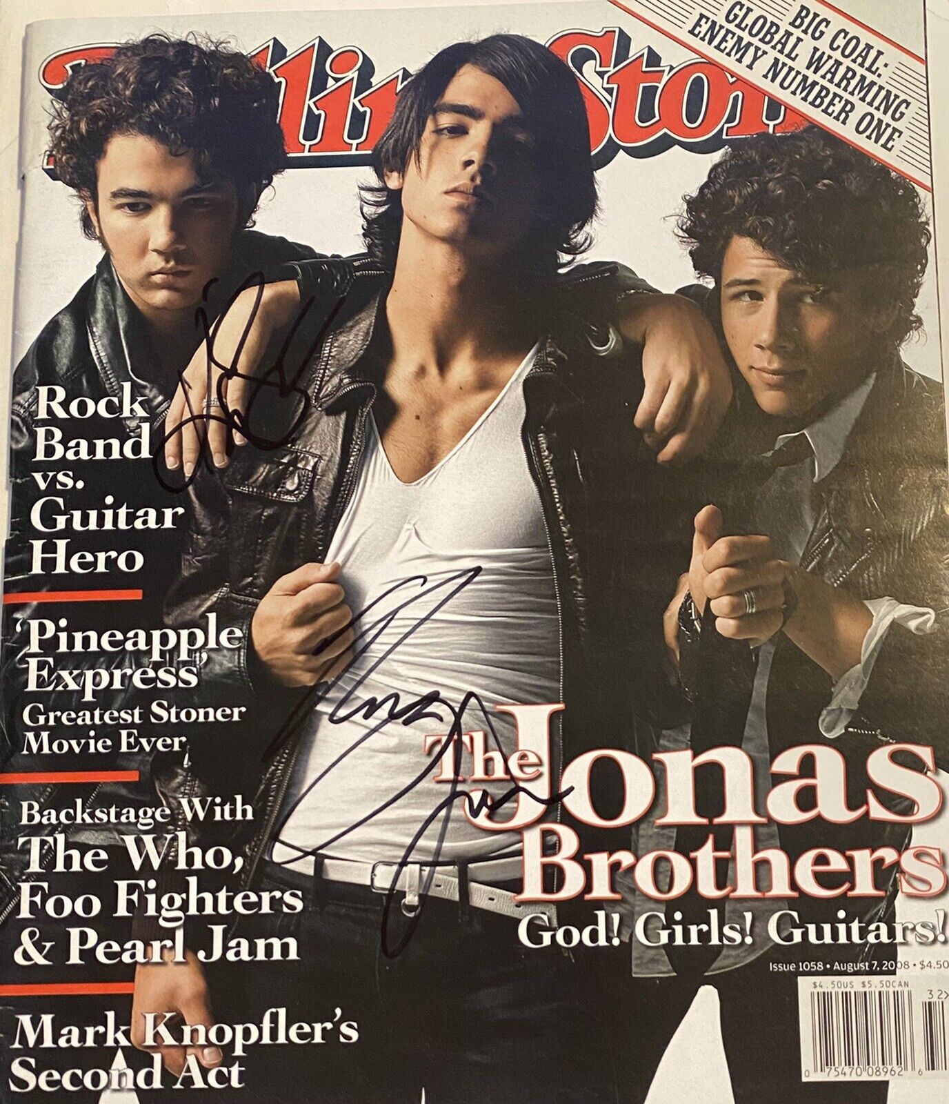 Jonas Brothers Signed Autographed Rollingstone Magazine Sexy , Boy Band