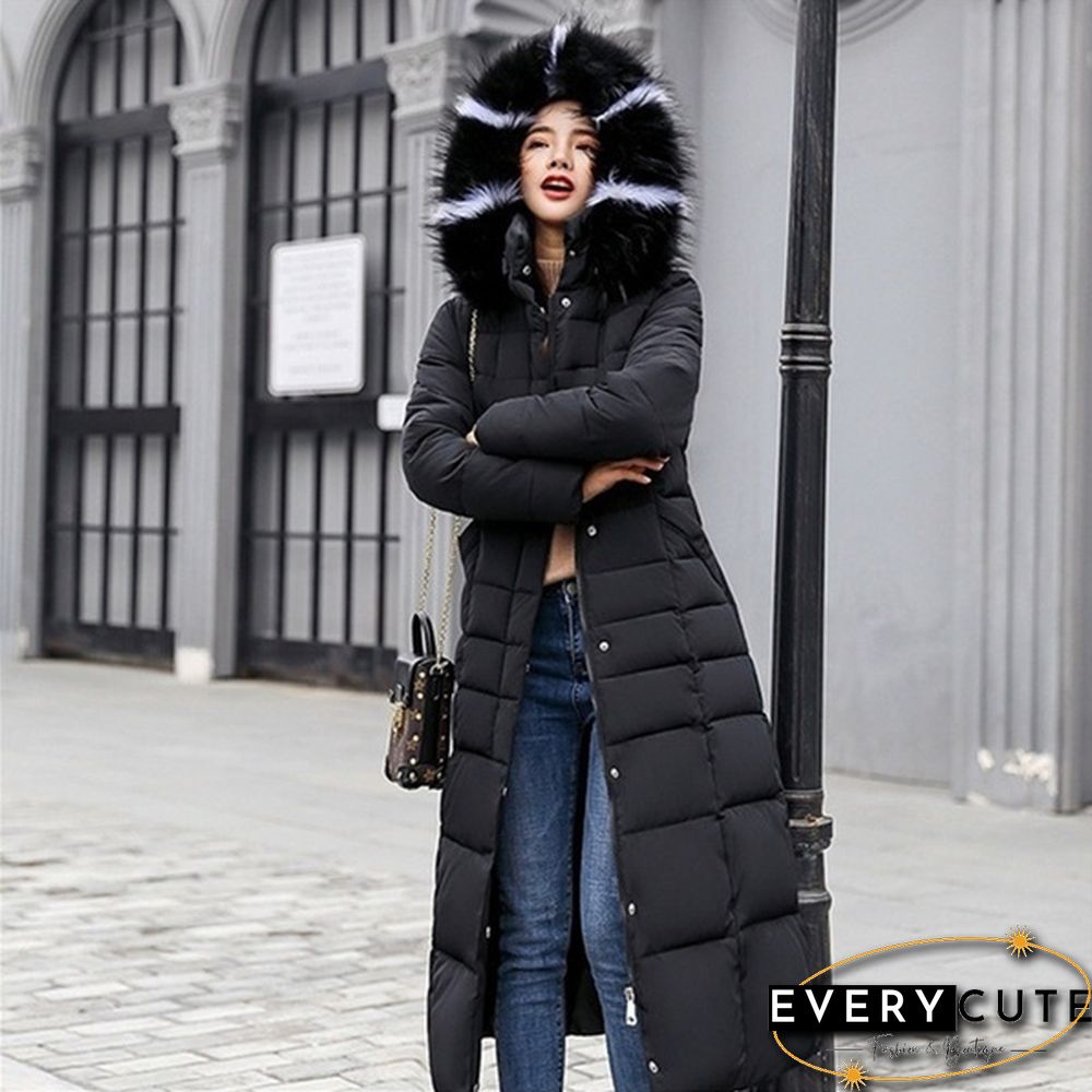 Womens Winter Fashion Coats Parkas Jackets Casual Hooded Down Mid-Length Removable Fur