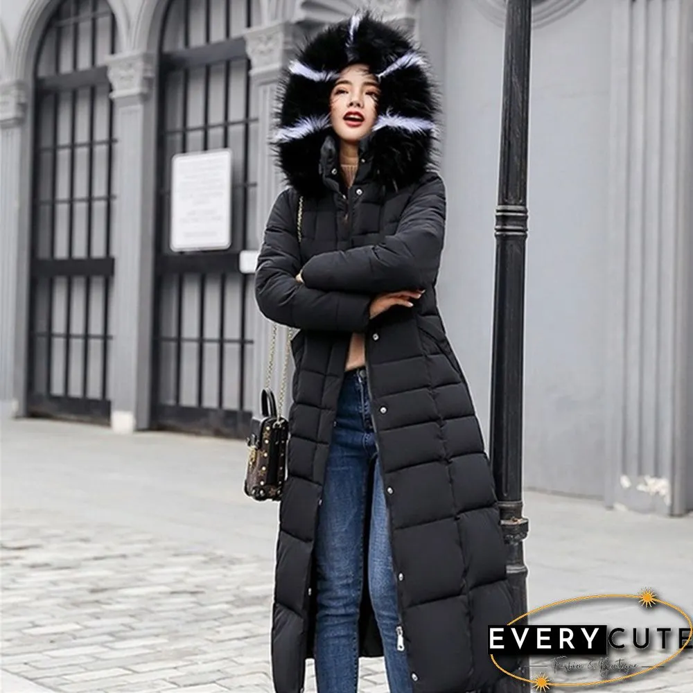 Womens Winter Fashion Coats Parkas Jackets Casual Hooded Down Mid-Length Removable Fur