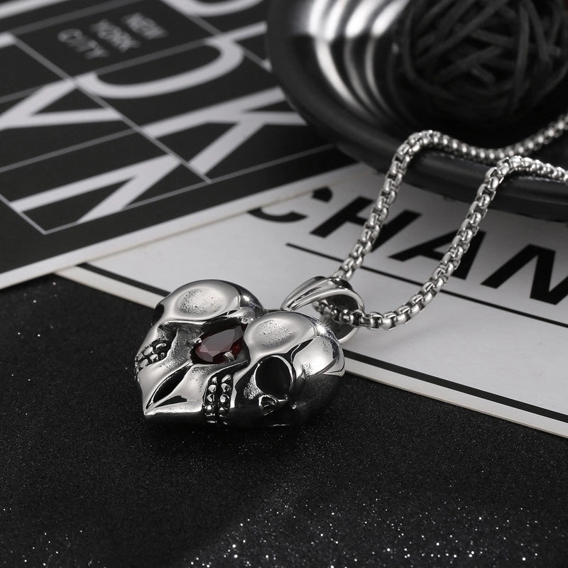 1 Piece Titanium Steel Heart Shape Skull Charms