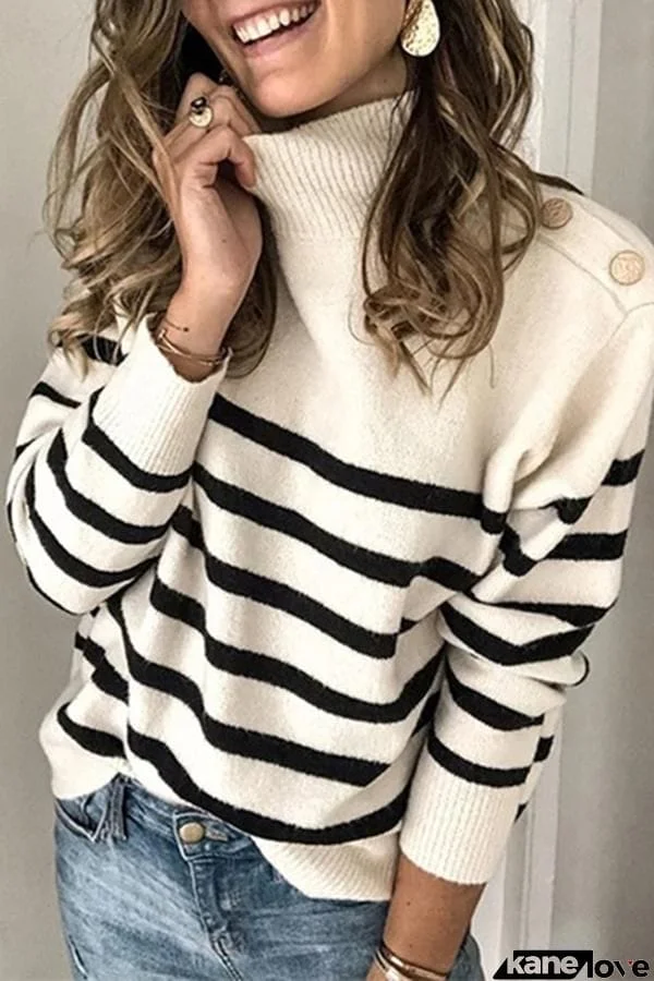 Turtle Neck Striped Sweater (4 Colors)