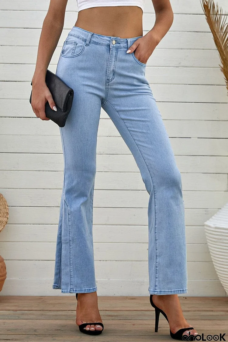 Split Hemline Flared Jeans