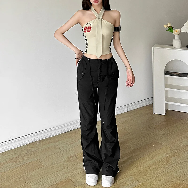 Uveng Uveng 2024 Summer Women's Tie Design Hanging Letter Print Slim Vest