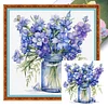Flowers Full 18CT 2 Strands DIY Stamped Cross Stitch Kits for Beginners Adults Home Wall Decor Cross Stitch Art and Crafts Kits 25x25cm