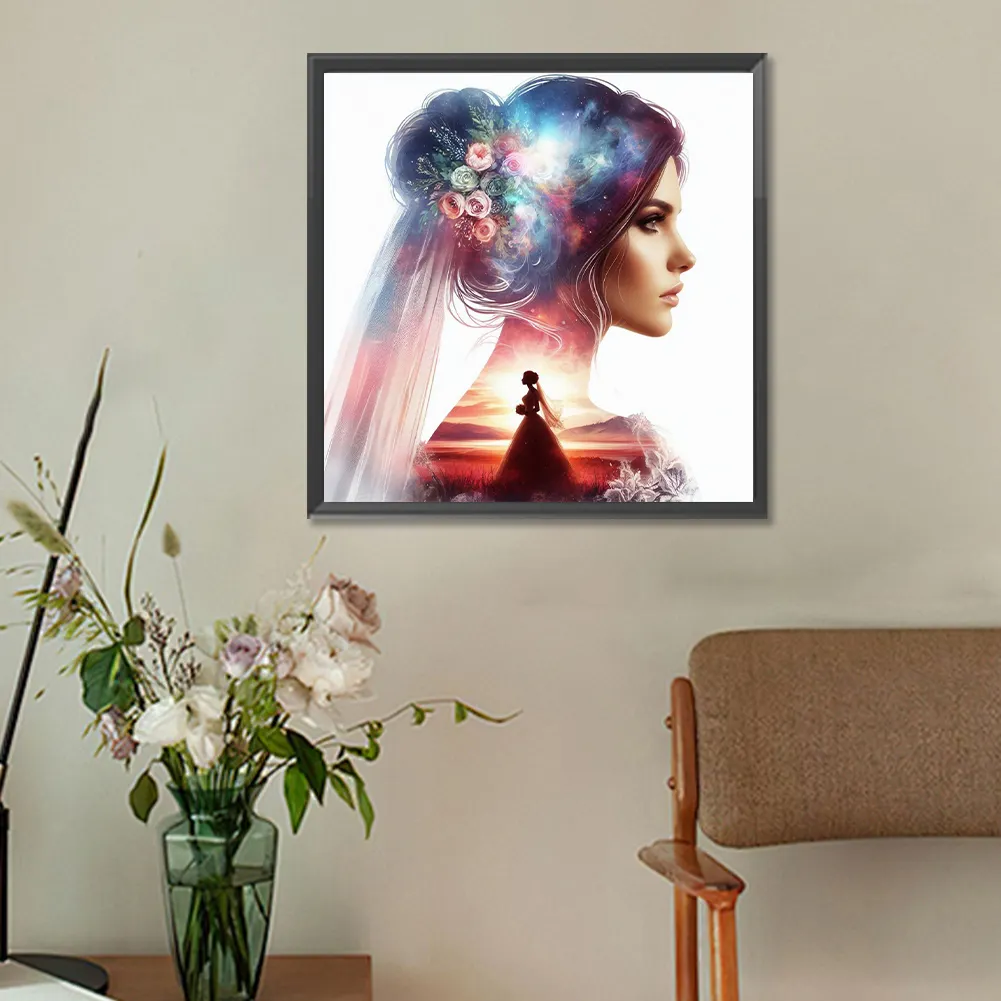Diamond Painting - Full Round Drill - Romantic Wedding Silhouette(Canvas|30*30cm)