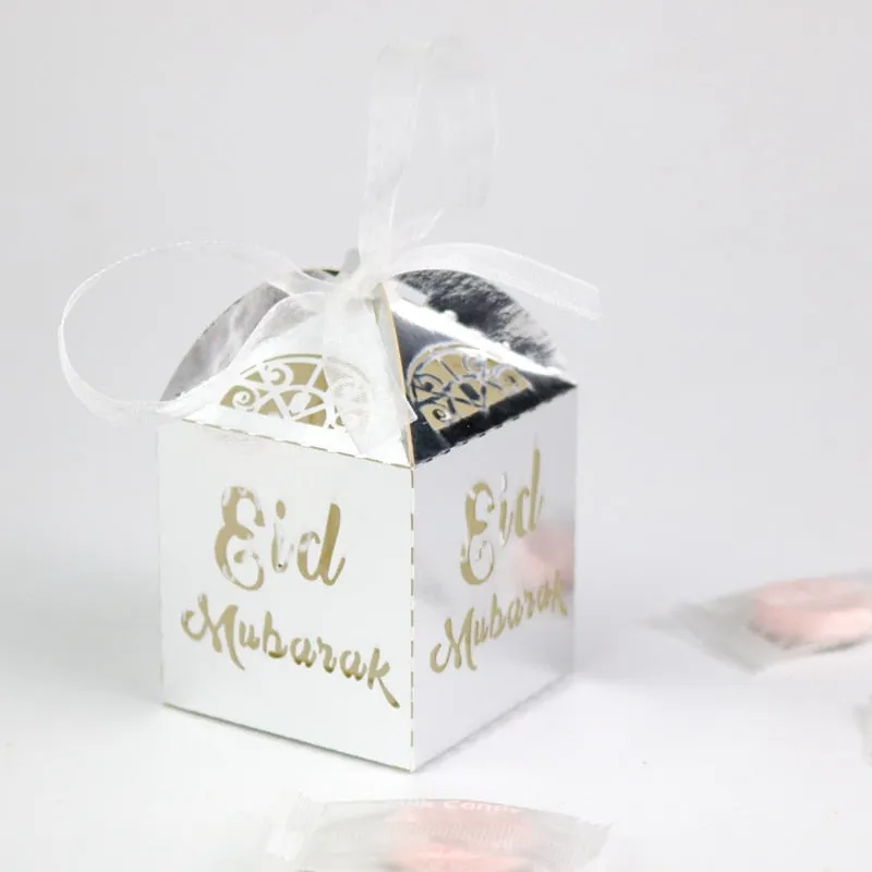 10pcs Eid Mubarak Candy Box Favor Box Ramadan Kareem Gift Boxes Islamic Muslim Festival Happy al-Fitr Eid Event Party Supplies