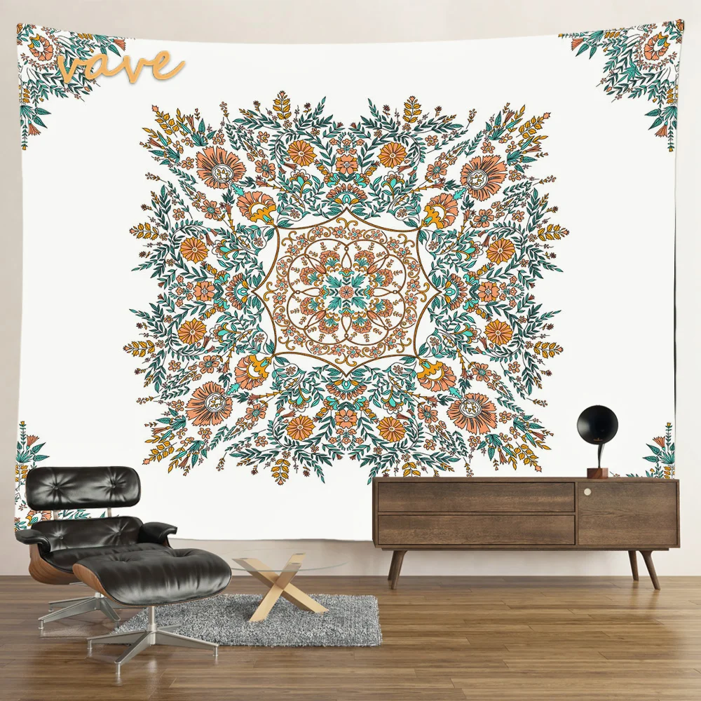 Nigikala Phase Tapestry Black and White Wall Hanging Boho Hippie Mandala Cloth Fabric Tapestry Flower Aesthetic Room Dorm Decor