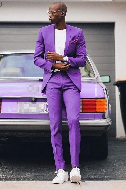 Purple Classic Homecoming Prom Suit For Guys With Notched Lapel | Ballbellas Ballbellas