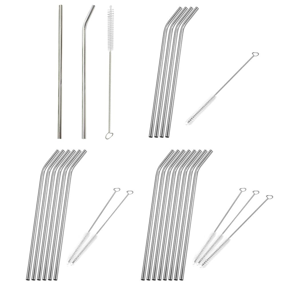 

2/4/6/8pcs Reusable Stainless Steel Drinking Straws 1/2/3 Cleaner Brush Kit, 501 Original