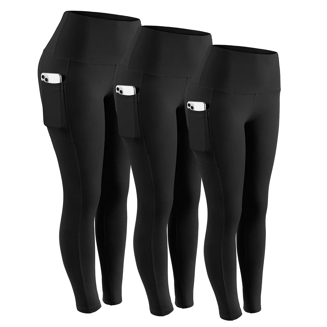 ATHVOTAR Middle Waist Leggings With Pocket Elastic Women Leisure Type Push Up Leggings Women Gym Hip Fitness Pants