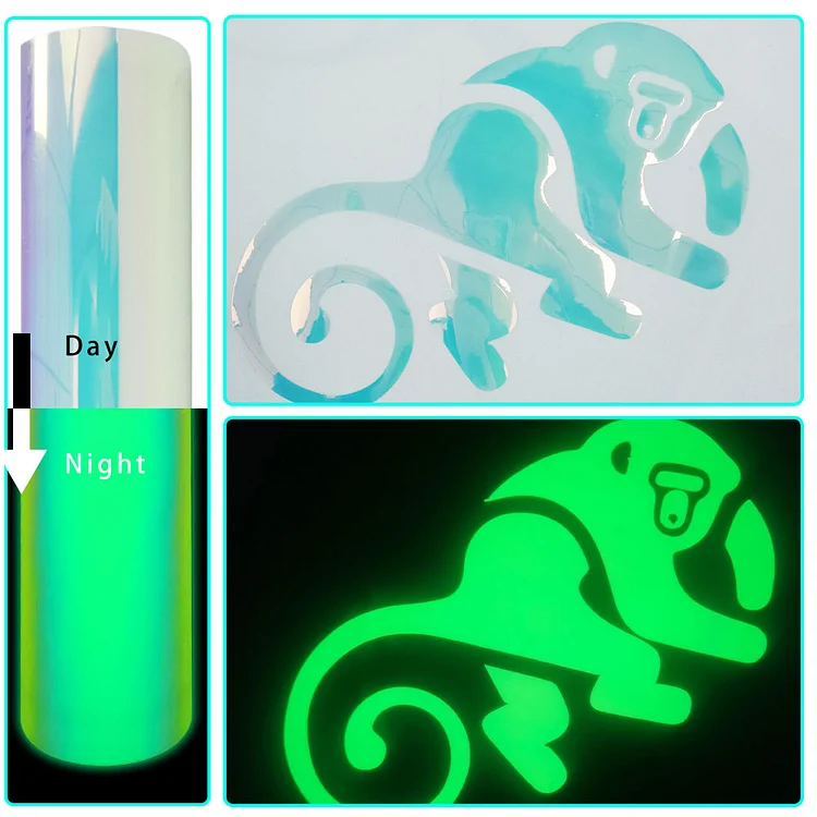 复制 holographic  LASER LUMINOUS Heat Transfer Vinyl Glow in Dark HTV 