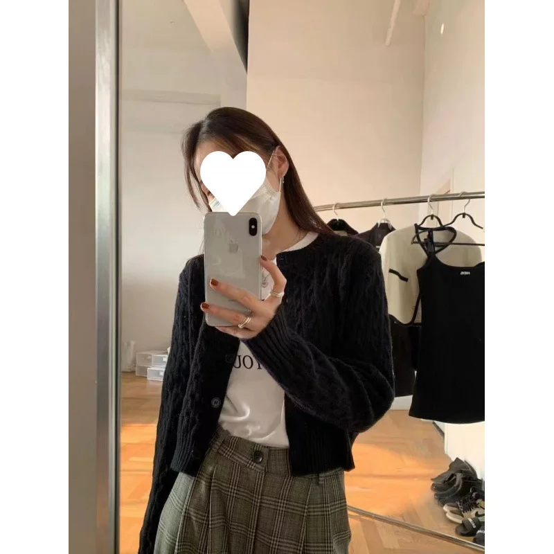 Uveng Uveng Women's Coat In The Spring And Autumn With The College Style Gray Knitted Shirt Small Short Shirt