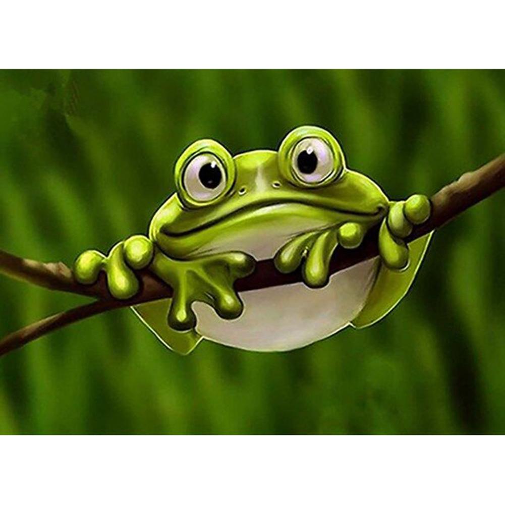 

40*30CM-Round Drill Diamond Painting-Frog on Branch, 501 Original