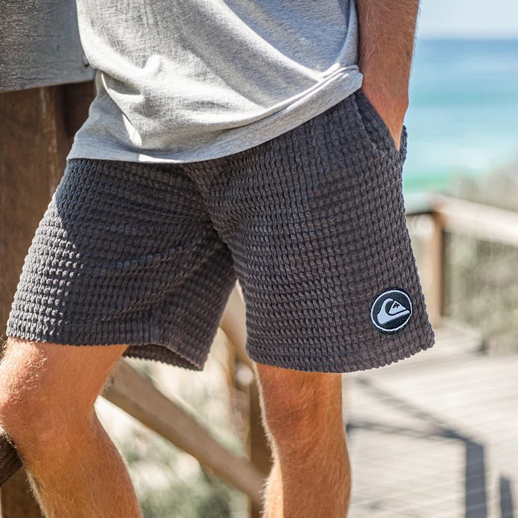 Retro Men's Quick Silver Print Surf Shorts Vacation Casual Comfortable Beach Shorts a57a