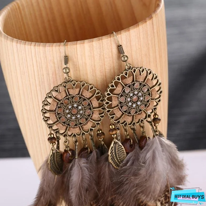 Bohemia Feather Tassels Earrings Accessories
