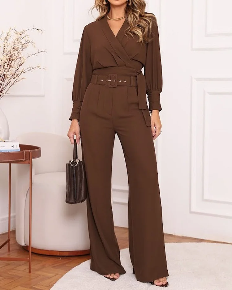 Solid color long sleeve two piece suit