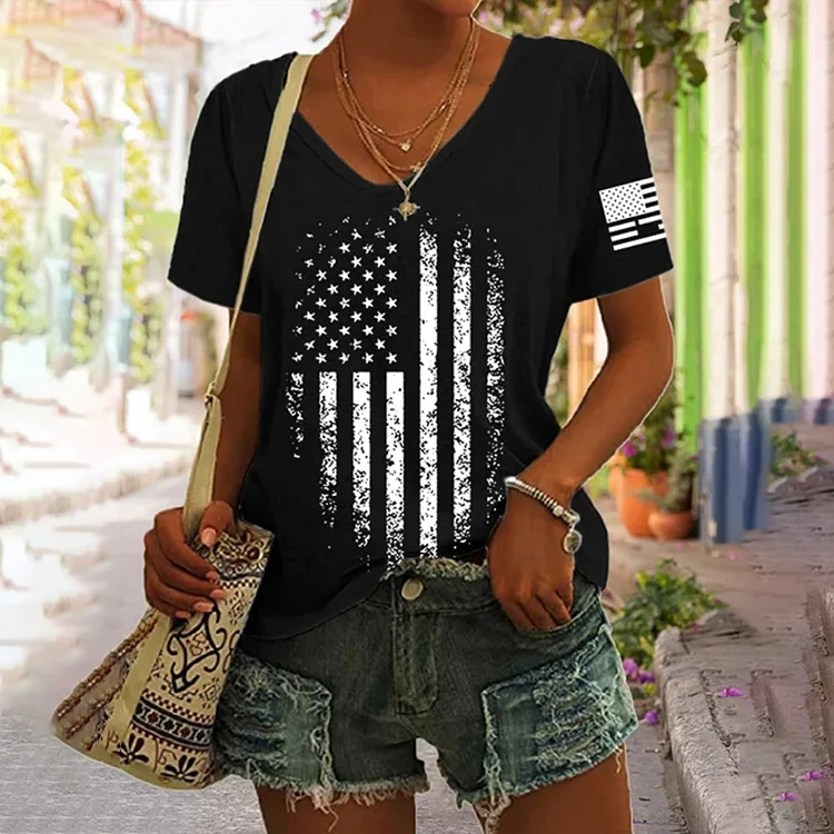 Comstylish Flag 4th Of July Print T Shirt