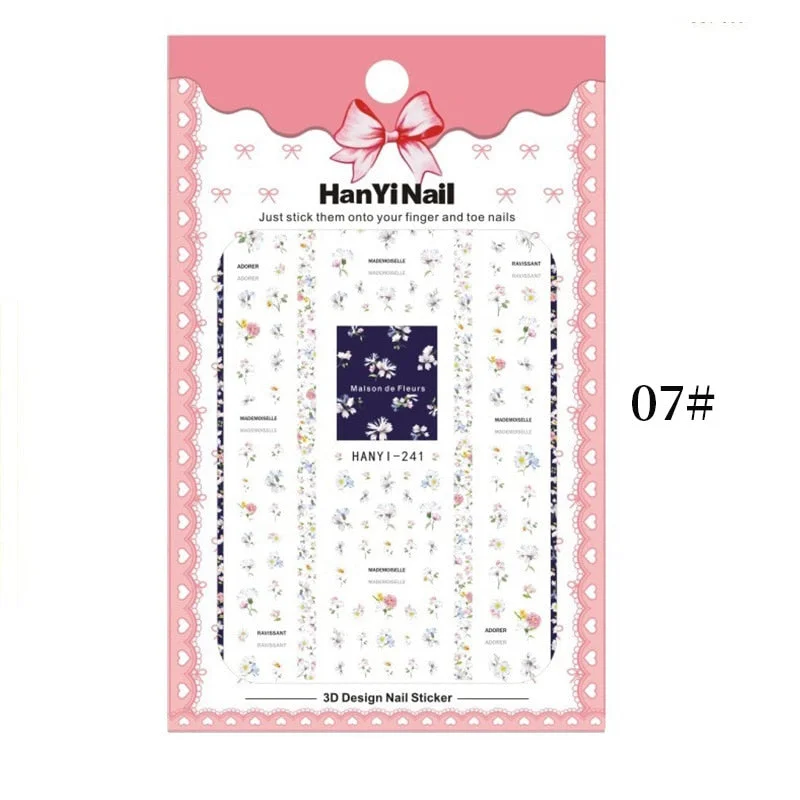 3D Charms Flowers Leaf Nail Art Stickers Watercolor Abstract Floral Nail Decal Sliders Manicures Nail Art Decorations For Autumn