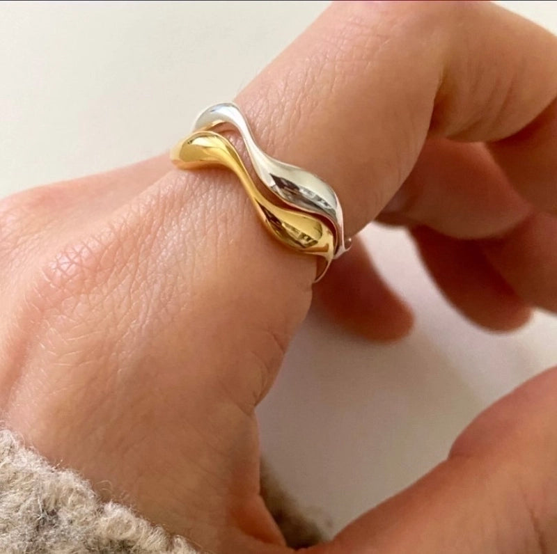 1 Piece Minimalist Solid Color Sterling Silver Plating 18k Gold Plated Open Ring