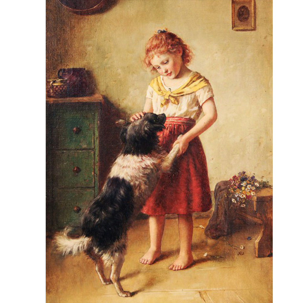 

Girl and Dog - Round Drill Diamond Painting - 30*40CM, 501 Original