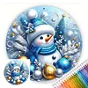 Blue Snowman Full 18CT 2 Strands DIY Stamped Cross Stitch Kits for Beginners Adults Home Wall Decor Cross Stitch Art and Crafts Kits 25x25cm