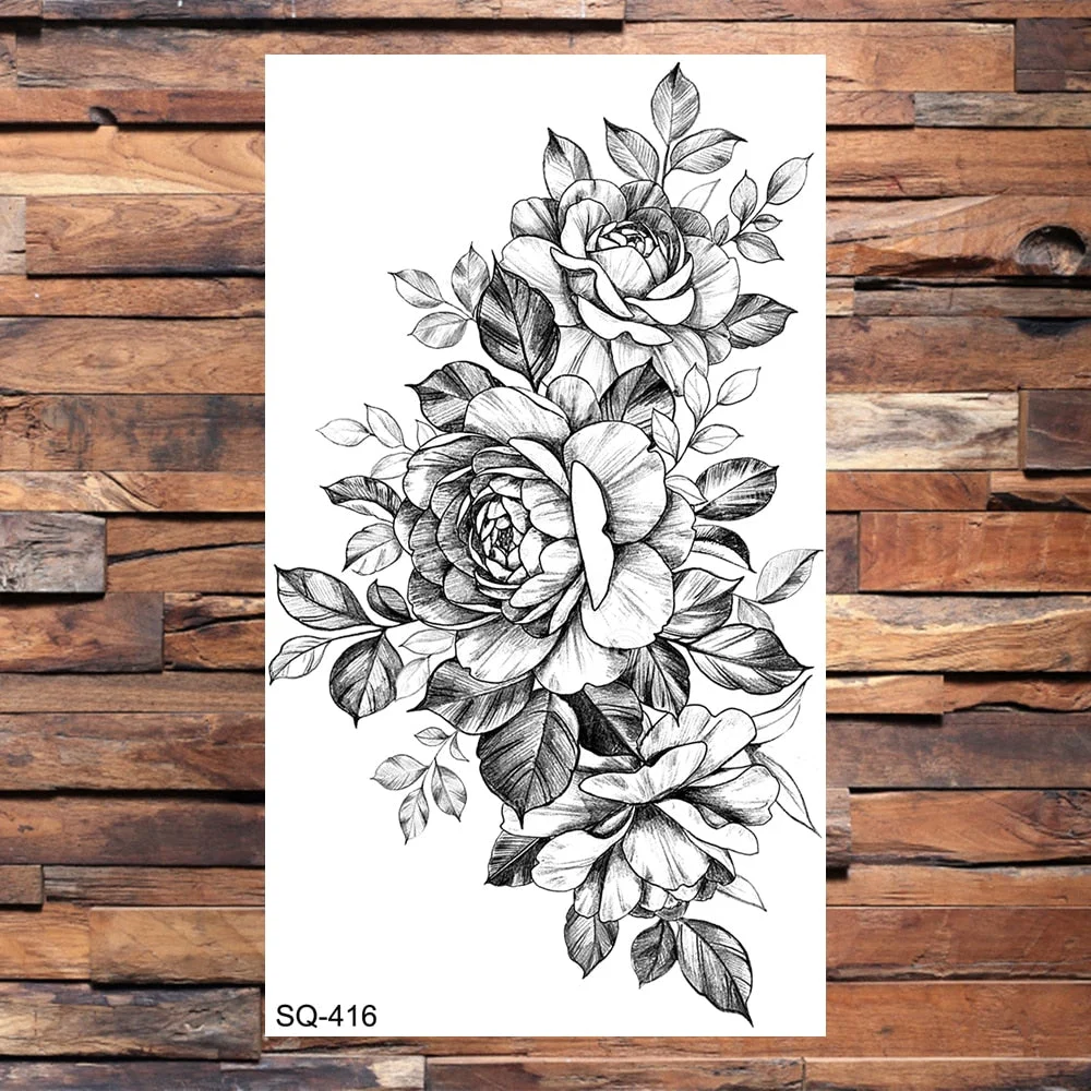 Small Forest Pine Tree Temporary Tattoos For Women Men Realistic Whale Mountain Sea Wave Fake Tattoo Sticker Arm Body Tatoos