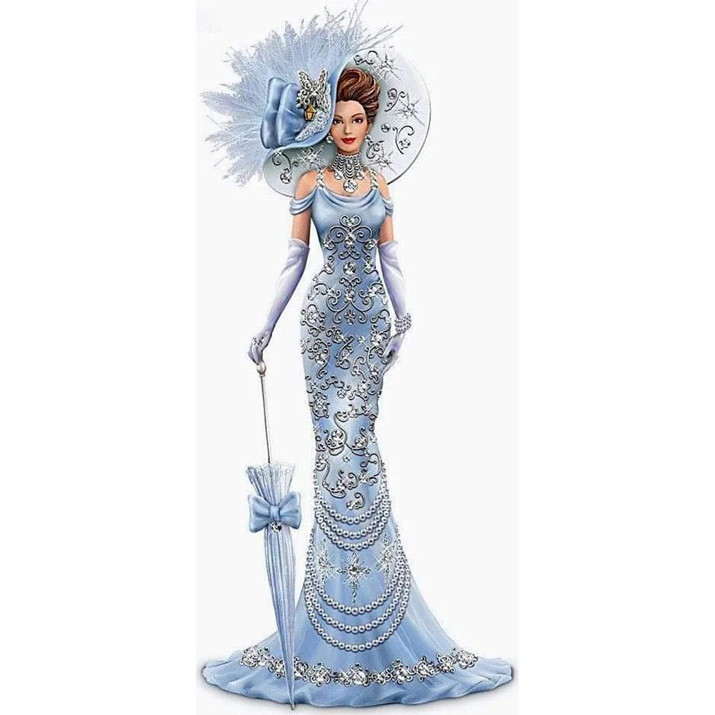 Diamond Painting - Full Round Drill - Blue Dress Beauty(30*60cm)
