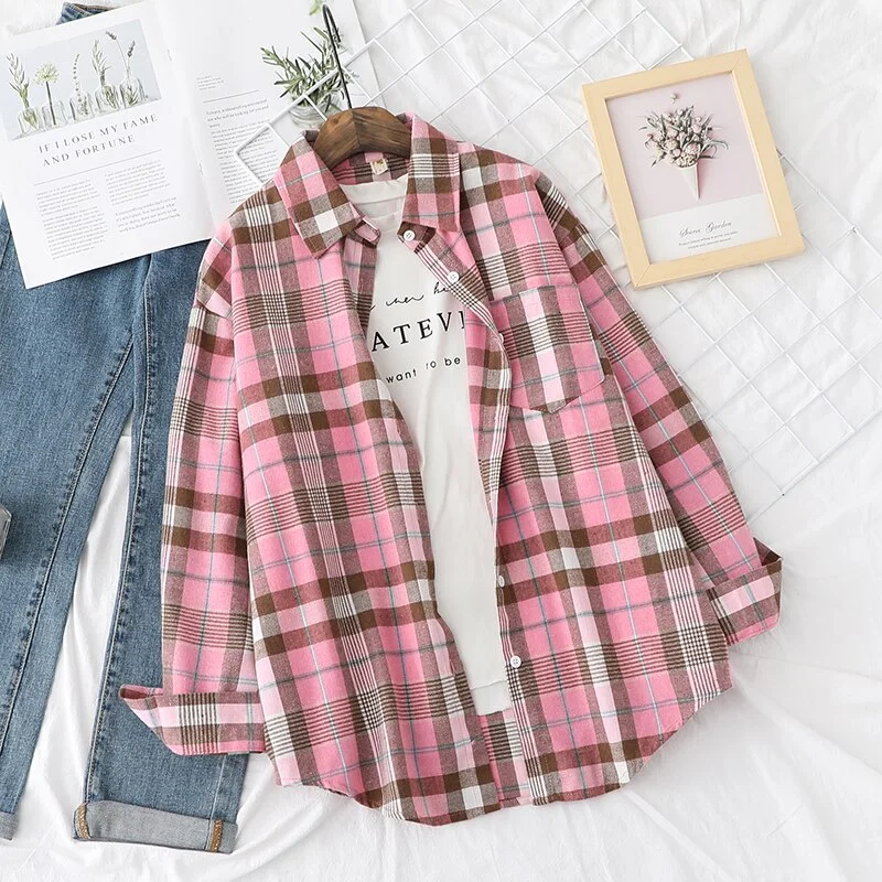 Fresh Design Women Blouses Shirts 2021 New Womens Tops And Blouses Long Sleeve Casual Plaid Shirt Young Style Lady Blouse Tunic