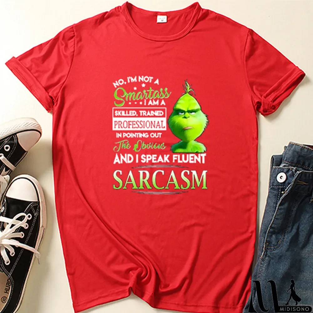 MidiSono - Red Fashion Casual Print Basic O Neck T-Shirts