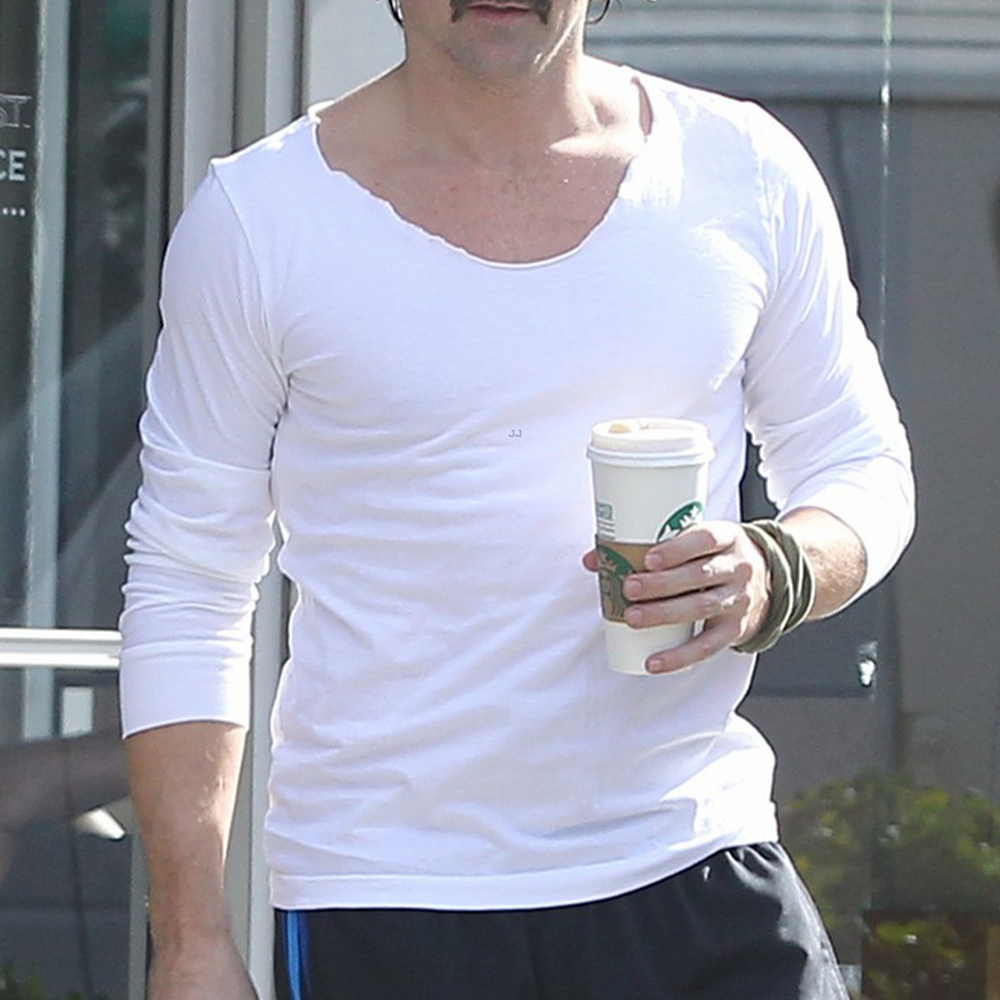 Casual Comfort Wide Collar White Long Sleeve T-Shirt