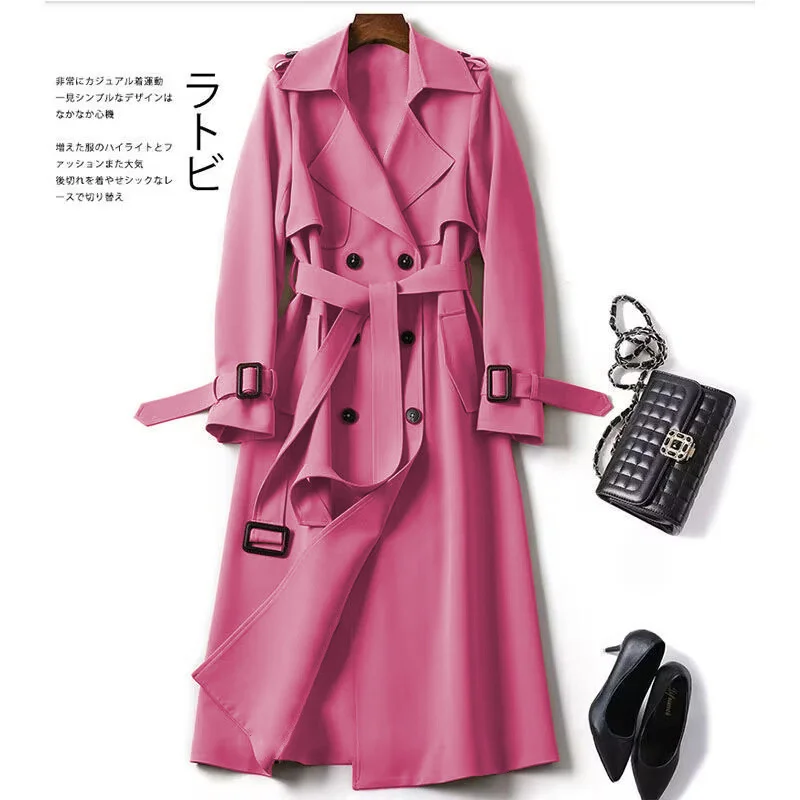 Woherb Woherb Women In The Long 2024 Spring And Autumn New Korean Version Of Large Size Small Popular British Wind Coat Over The Knee Coat-Outfit Ideas