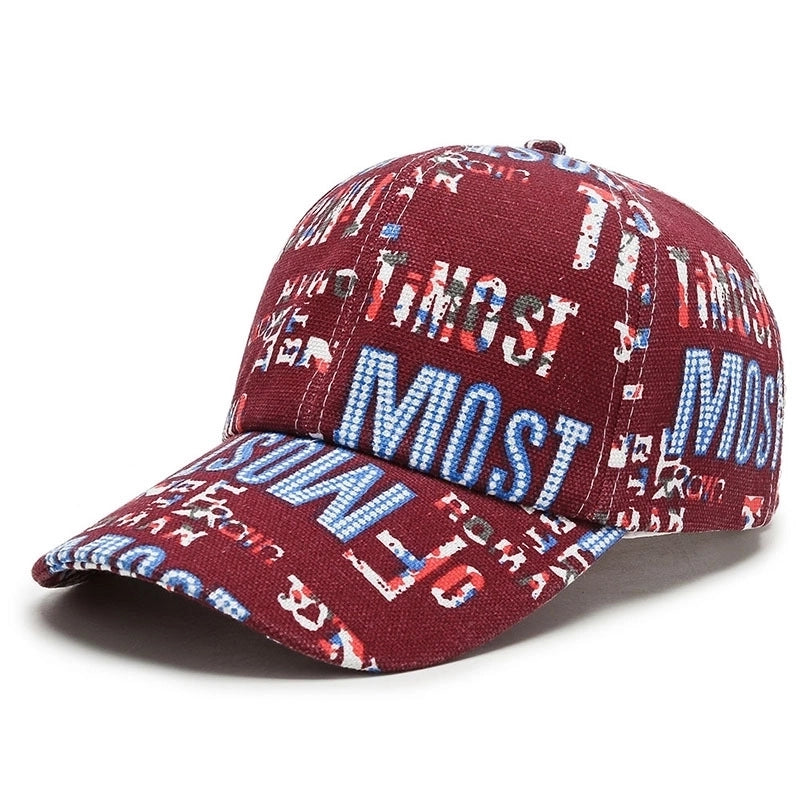 Unisex Basic Color Block Printing Flat Eaves Baseball Cap