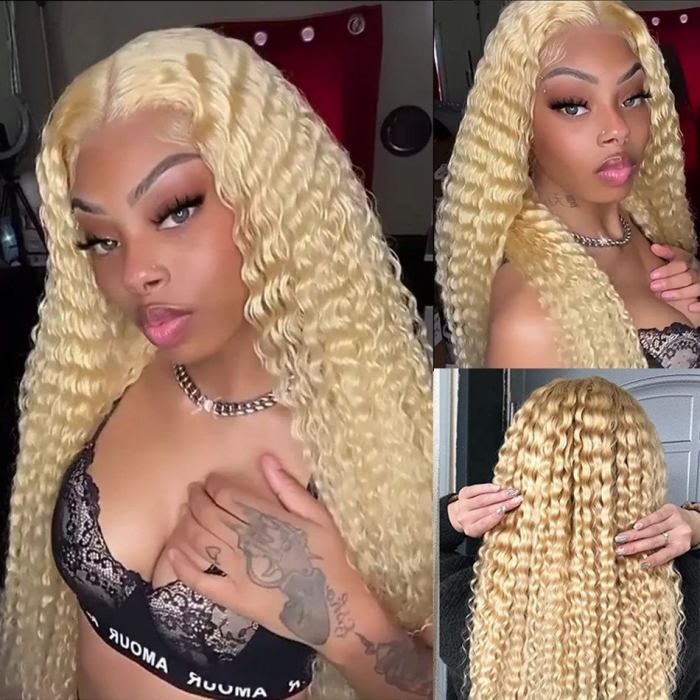 Blonde Human Hair HD Lace Culry Wig  | Glueless Wigs | 100% Real Natural Human Hair Wigs | Medium & Long Wig