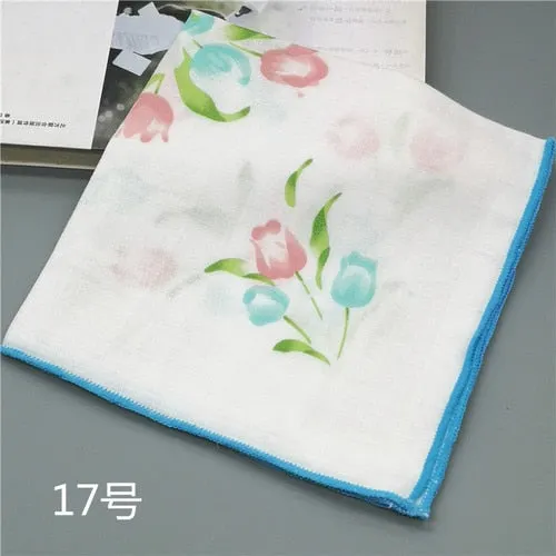 Handkerchiefs Women Kawaii Printing Simple Square Towel Pocket Elegant All-match Womens Leisure Female Cute Handkerchief Cotton