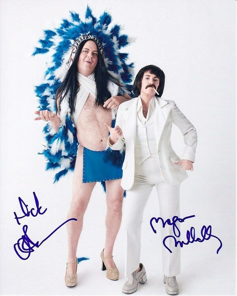 Megan mullally & nick offerman signed autographed sonny cher Photo Poster painting