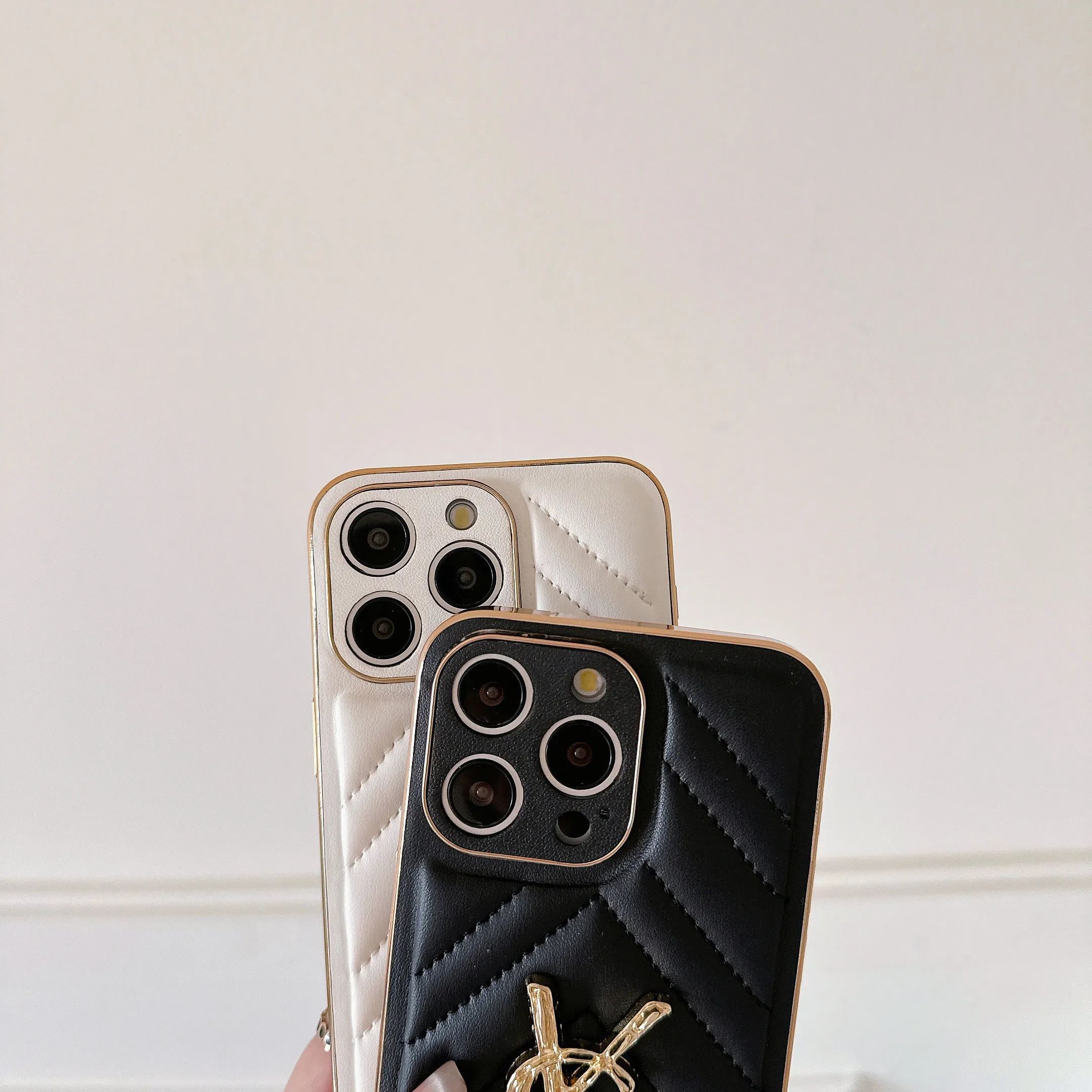 YSL Luxury Loulou In Quilted Leather Electroplating Apple iPhone Case