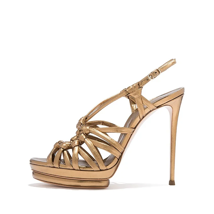 Gold Slingback Platform Sandals - Perfect for Any Occasion! Vdcoo