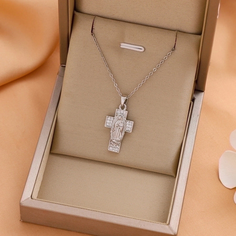 Titanium Steel Casual Minimalist Cross Plating Pendant Necklace