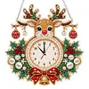 Acrylic Special Shape Xmas Deer Diamond Pearl Painting Clock Handicraft Hanging Kit