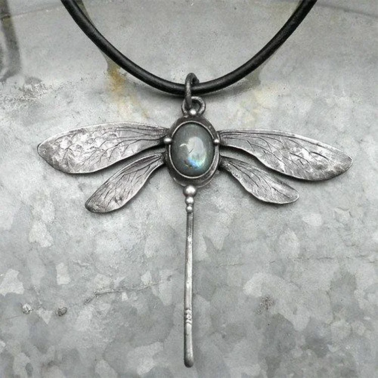 Vintage Dragonfly Moonstone Necklace socialshop