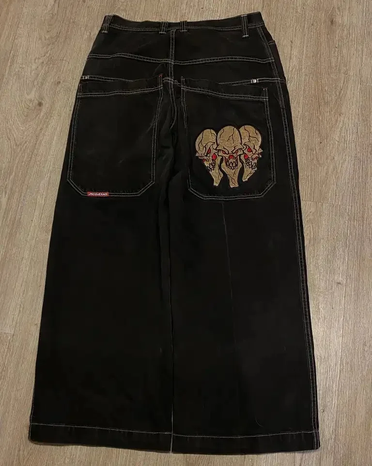 Groksage fall outfits korean Gothic Ripped Large High Waist Y2K Retro Jeans Women Men Harajuku Hip Hop Fashion  Baggy Jeans Denim Pants Wide Leg Trousers