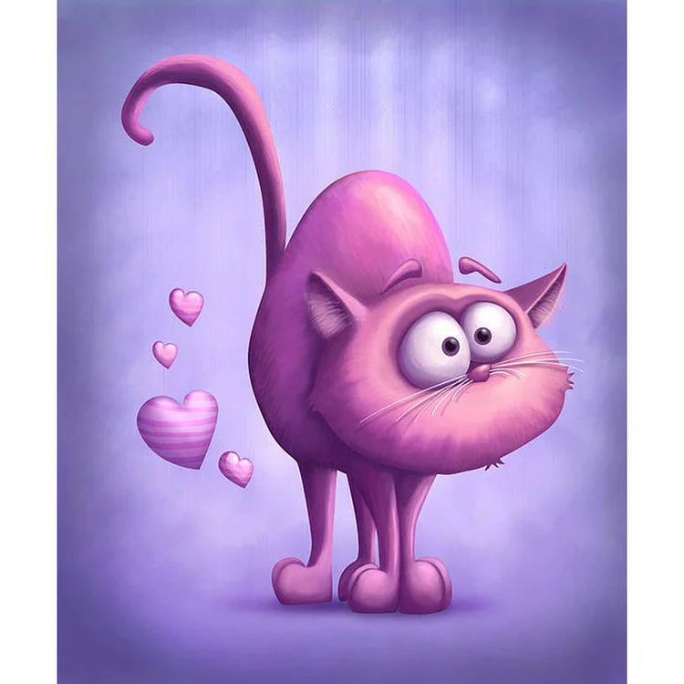 Cartoon Animal Pink Cat 40*50CM(Canvas) Full Round Drill Diamond Painting gbfke