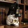 Resin Crow Skull Lamp Gothic Crow Night Light Handcrafted Retro Skull Lamp