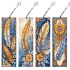 (US Local)4Pcs Special Shape Feathers Diamond Painting Bookmark Making Kit for Book Lovers