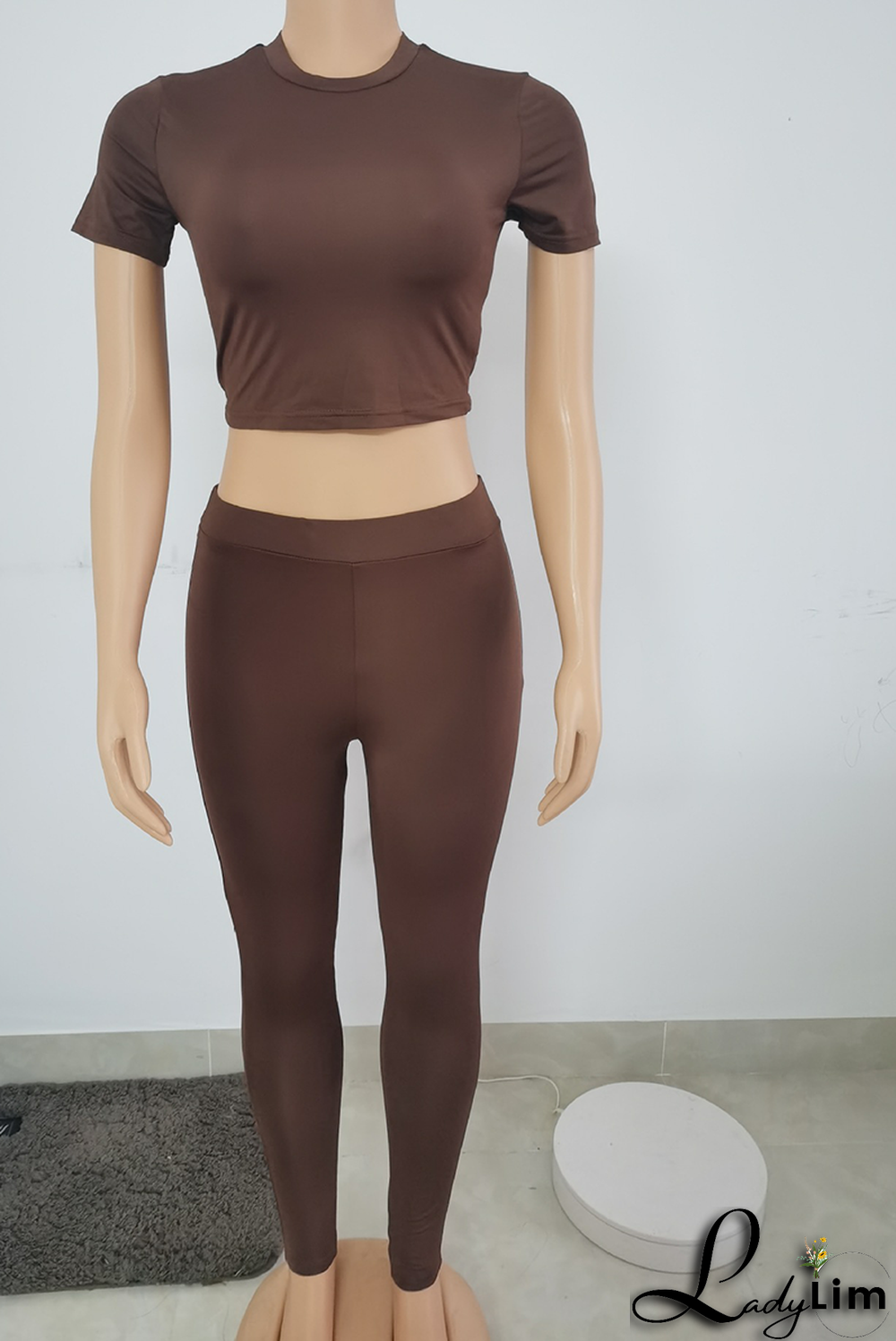 Grey Casual Solid Split Joint O Neck Short Sleeve Two Pieces