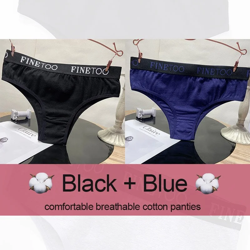 M-XXL Women's Panties Cotton Underwear Sexy Lingerie Panties Female Underpants Briefs Intimates Finetoo Cotton Pantys 2PCS/Set