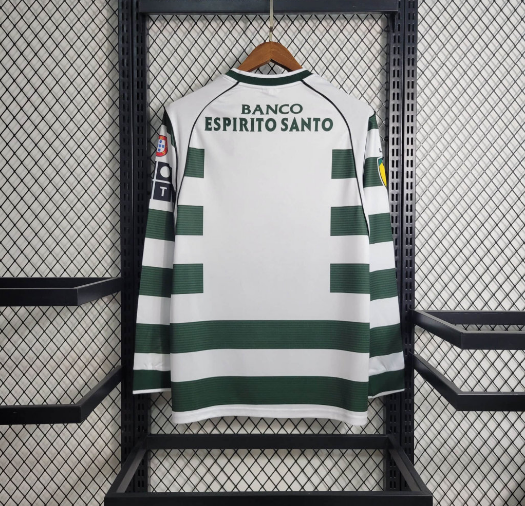 Retro 01-03 Sporting Lisbon Home Long Sleeve Football Shirt Thai Quality