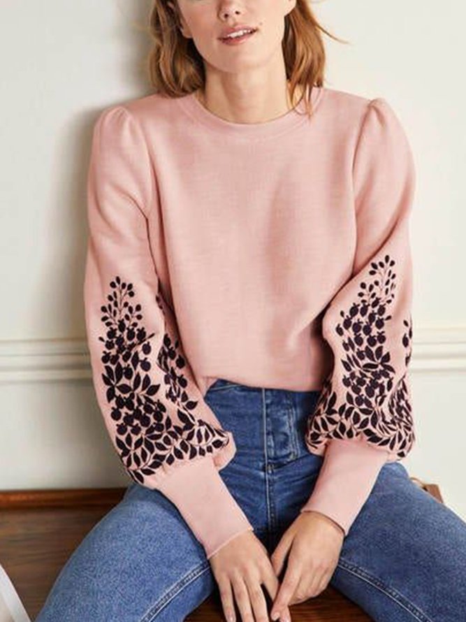Floral Print Spring New Women's Long Sleeve Sweater S28- Fabulory